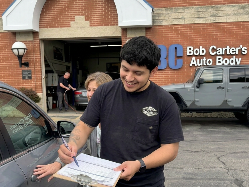 getting an estimate to get minor collision repair in Downers Grove IL at Bob Carter